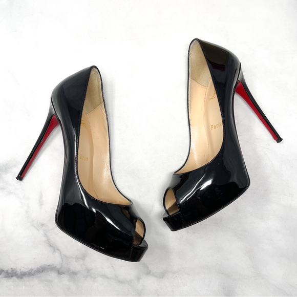 Christian Louboutin New Very Prive 120 Patent Leather Platform Heels Black 36 - Picture 4 of 16